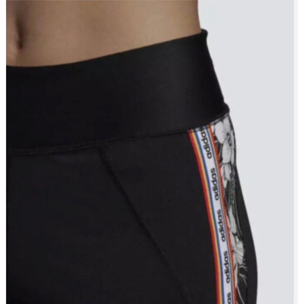 FARM Rio Black Leggings with Orange & White Side Stripe and Floral Accent - Picture 3 of 3